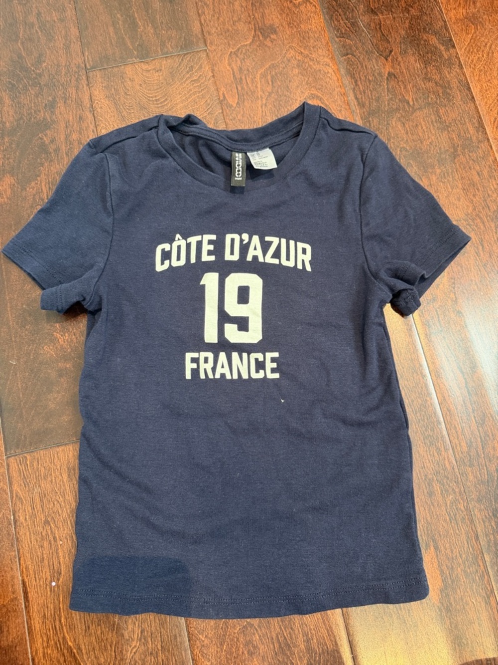H&M Navy and White 'Côte D'Azur 19 France' Graphic Tee